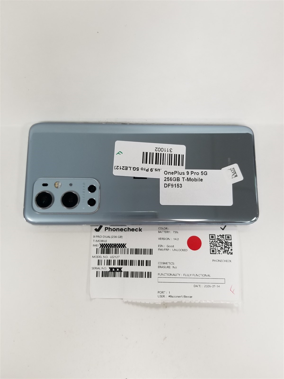 OnePlus 9 Pro 5G 256GB Silver LE2127 (T-Mobile) Fully Functional DF9153