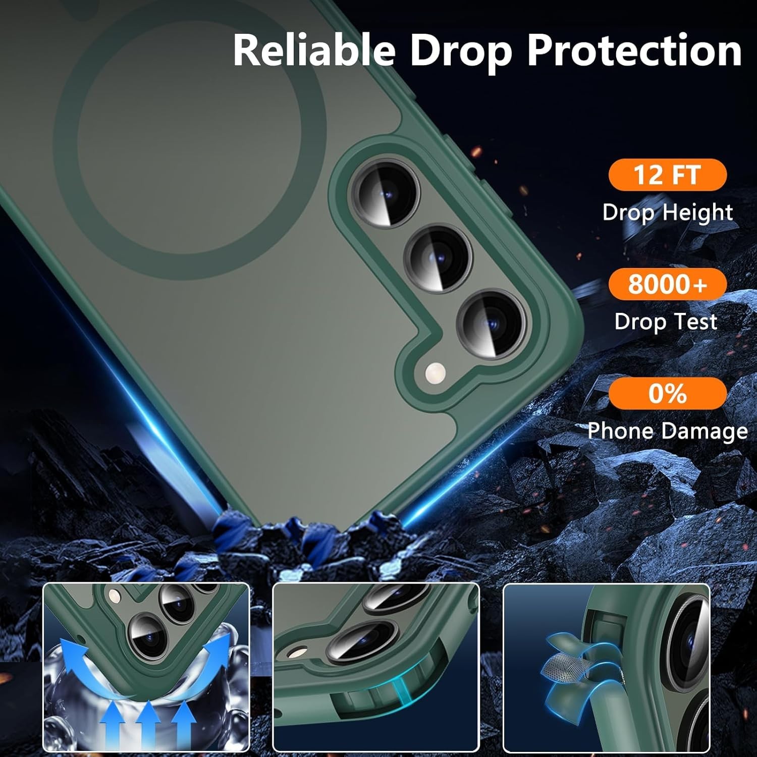 For Samsung Galaxy S23 Case 6.1″ Magnetic Case,Carbon Fiber Protective Bumper