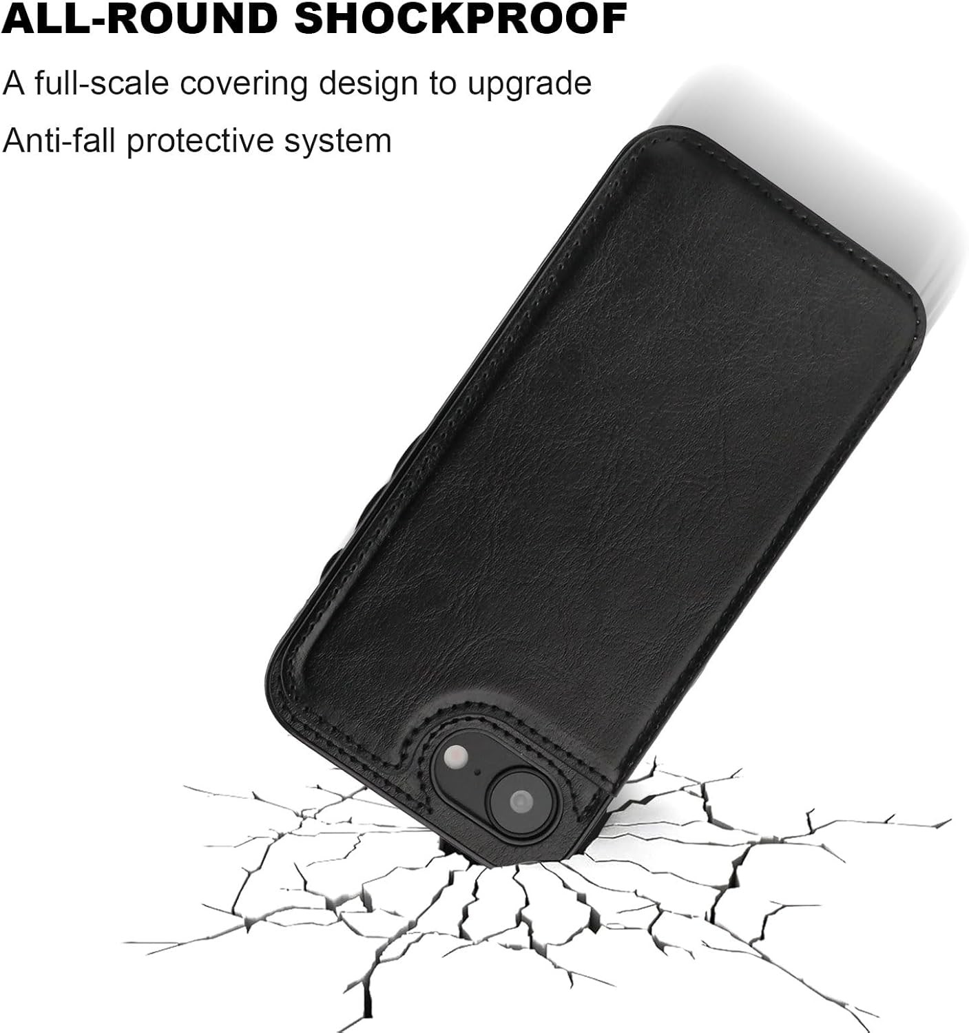 iPhone 17e/16e Wallet Case with Card Holder, PU Leather Kickstand, Shockproof Co