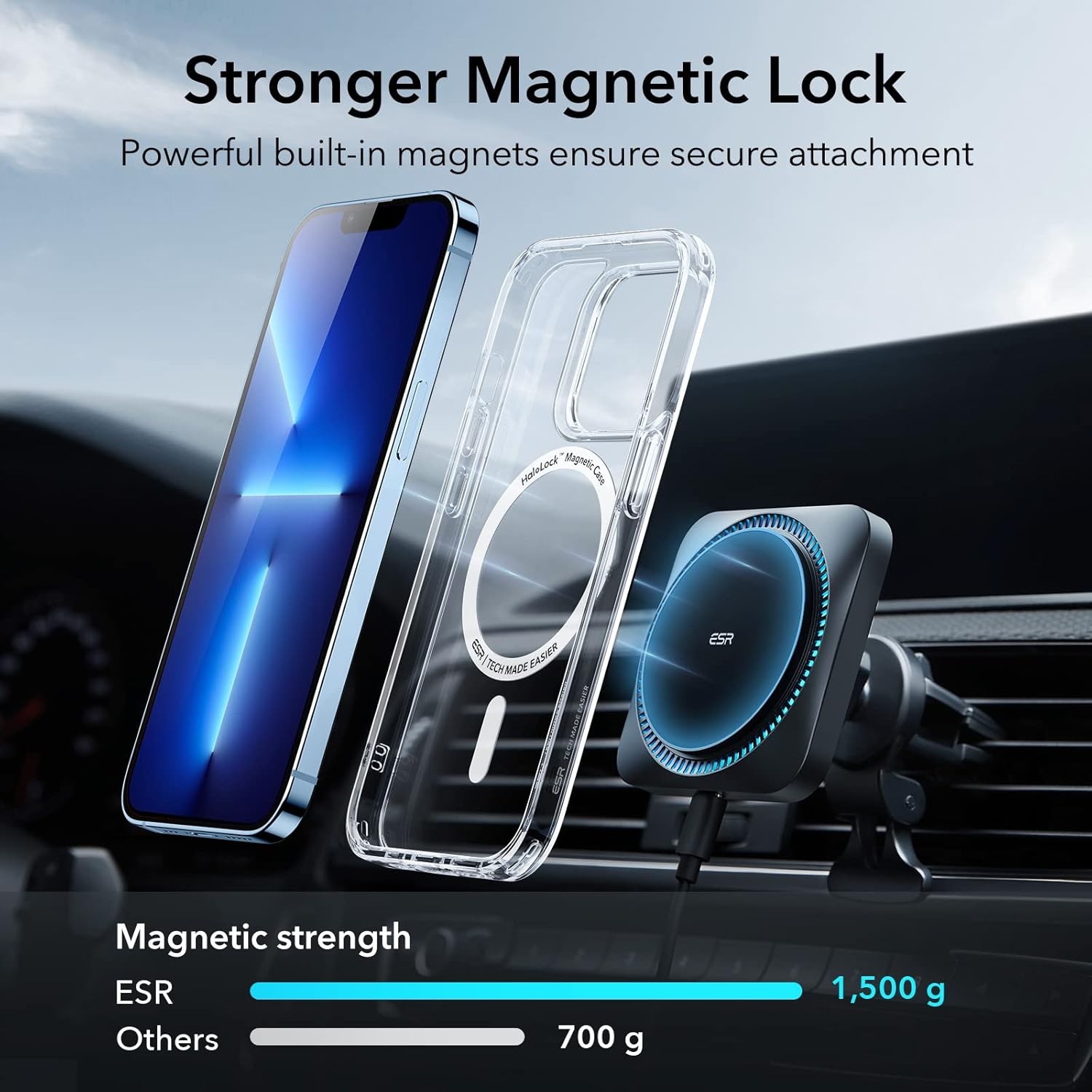Clear Hybrid Case for iPhone 13 Pro, Military-Grade Shockproof Protection, ESR