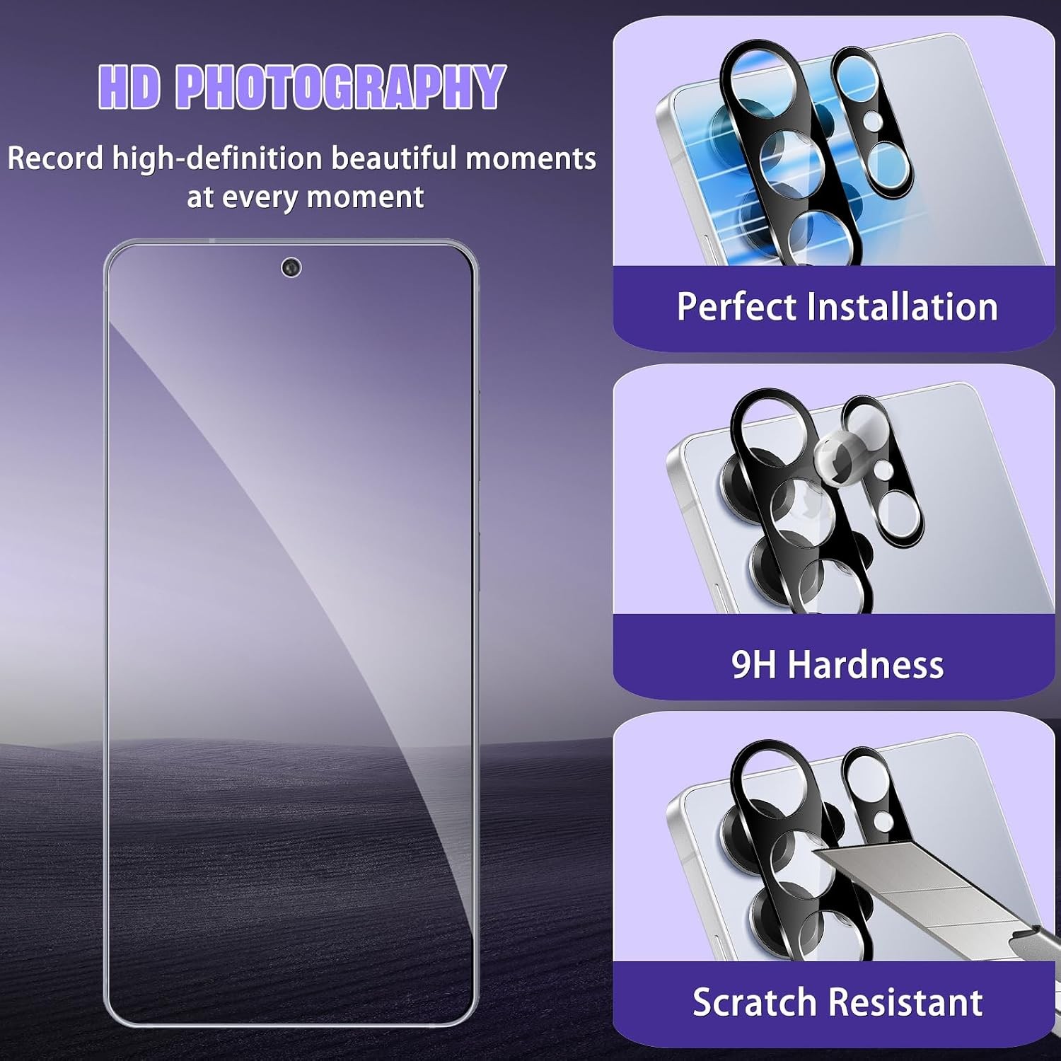 [2+2 PCS] Privacy Screen Protector & Camera Lens Protector for Samsung Galaxy S2