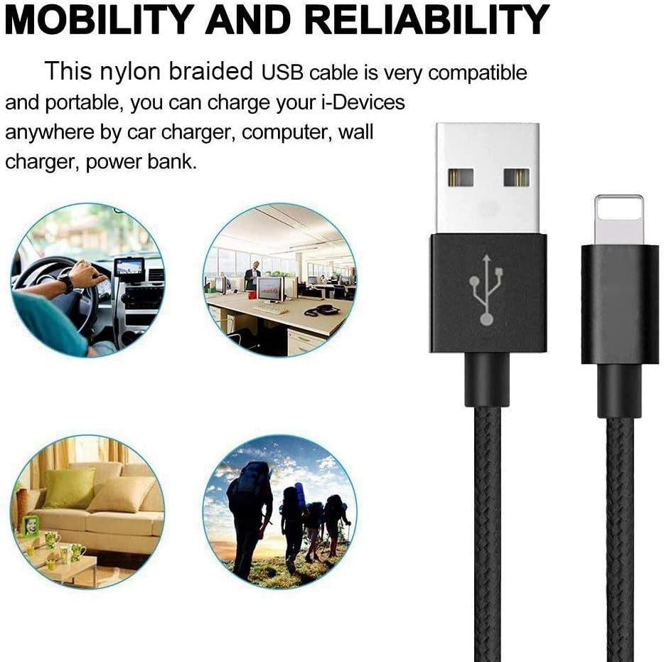 Phone Charger Cable, [2Pack 2 Feet] Nylon Braided Fast Charging USB Cord 0.6M