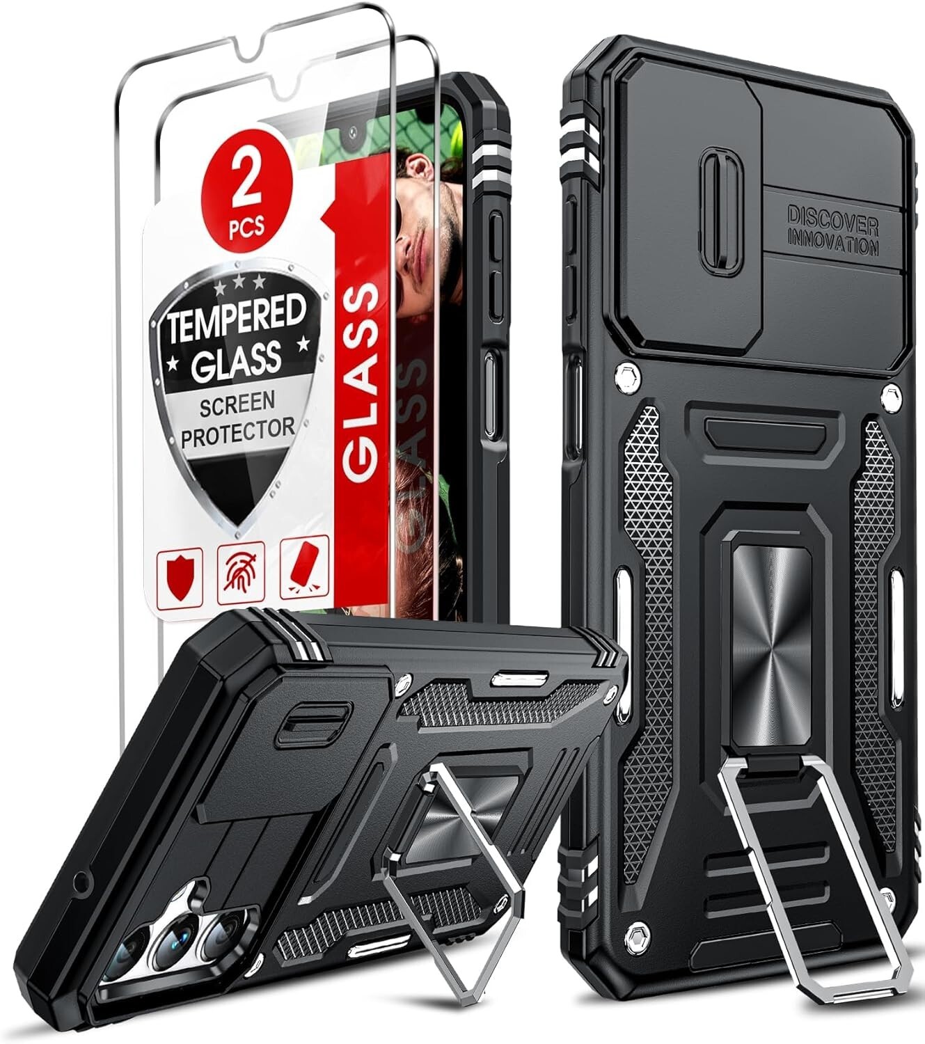 Samsung Galaxy A14 5G Case, Military Grade Protection Cover Armor Rugged-Black