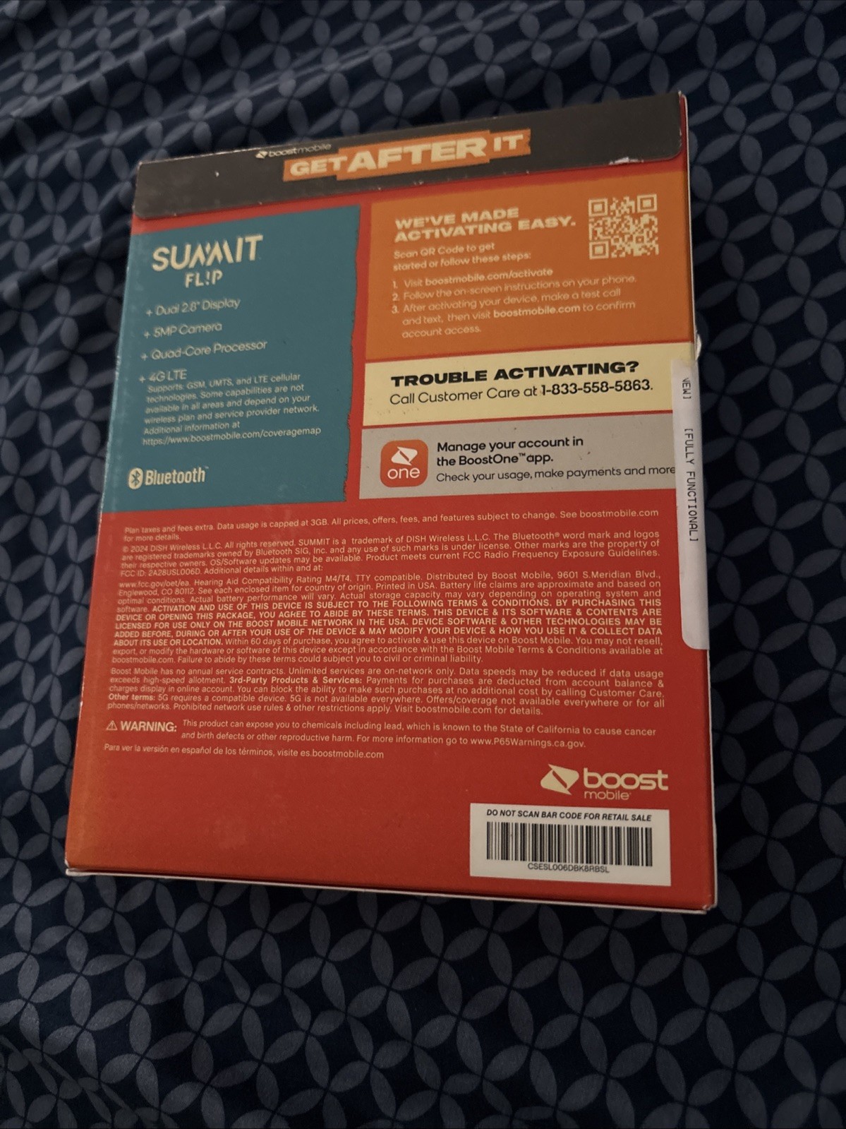 New/Sealed – Boost Mobile Summit Flip, 8GB, Black – Prepaid Phone -Sim Included