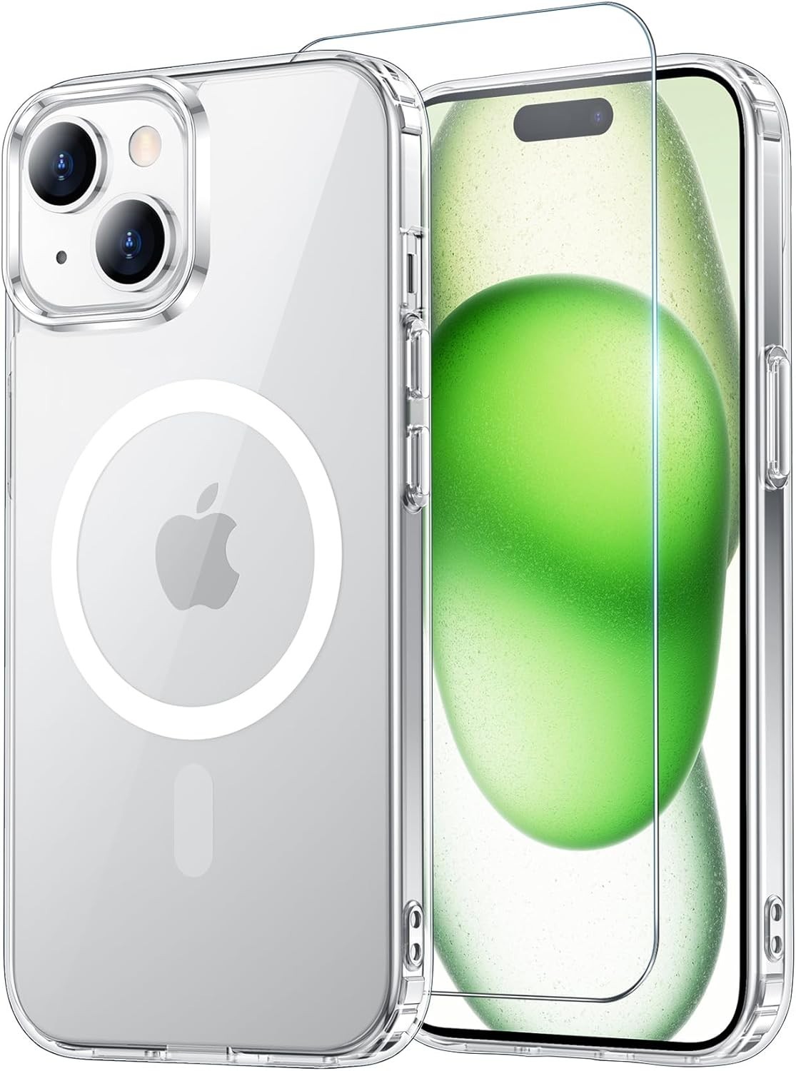for iPhone 15, 14 & 13 Clear Case with Screen Protector, Anti-Yellowing, Shockpr