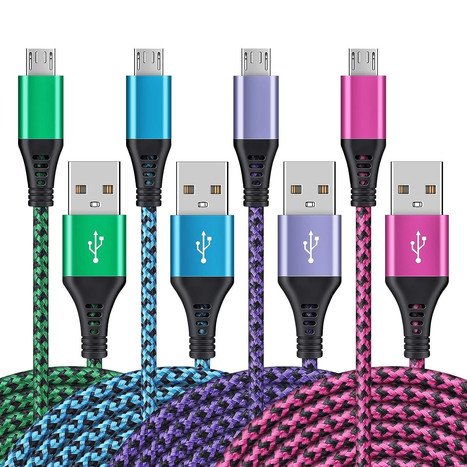 4 Pack Fast Micro USB Charger for Samsung Galaxy S7 J7 3Ft