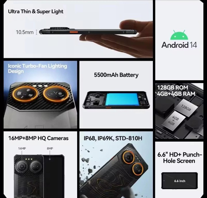 Global Version IIIF150 Air3S Rugged Phone 6.6-inch Android 14 16GB+128GB 5500mAh