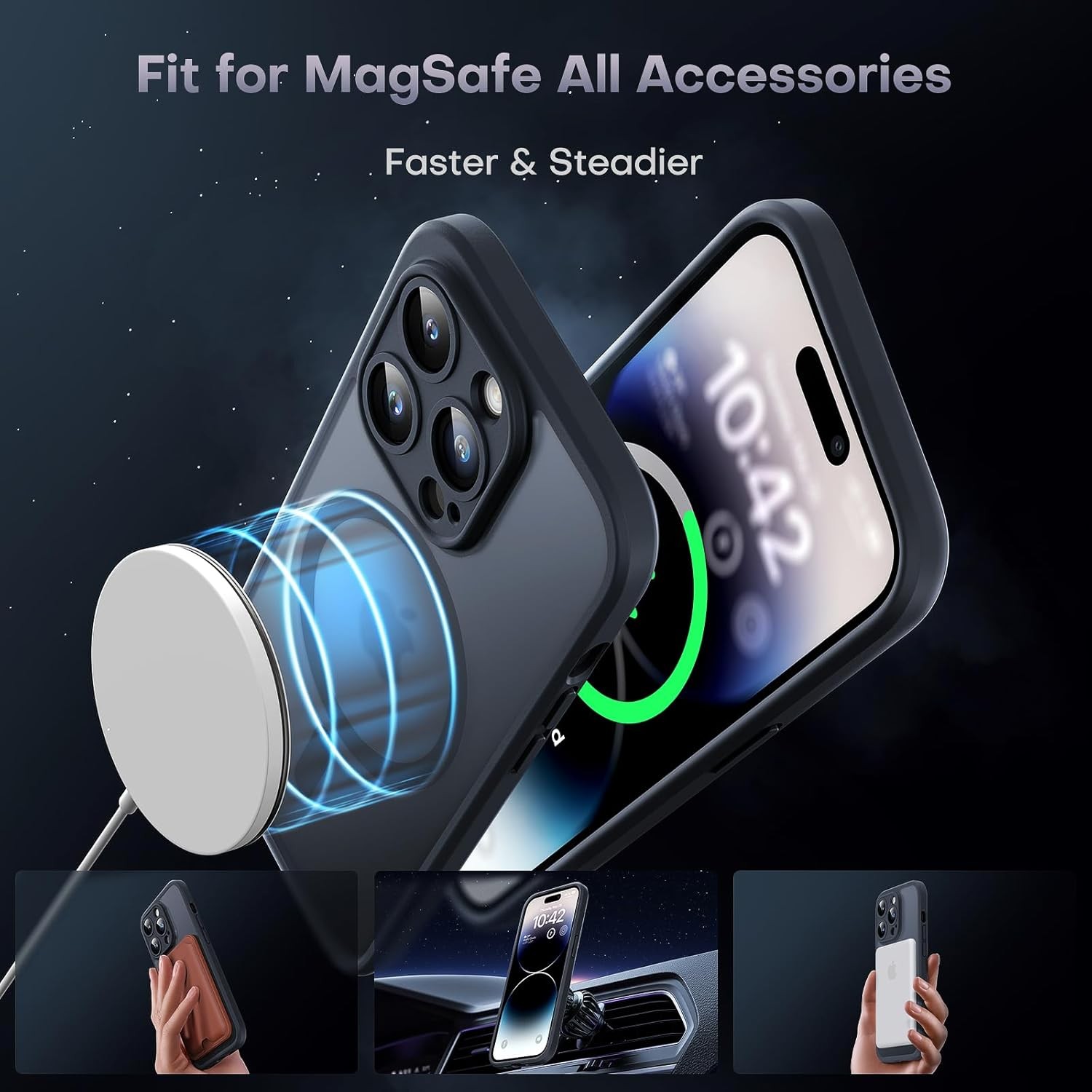 Magnetic for iPhone 14 Pro Case, Upgraded Full Camera Protection, Drop Protectio