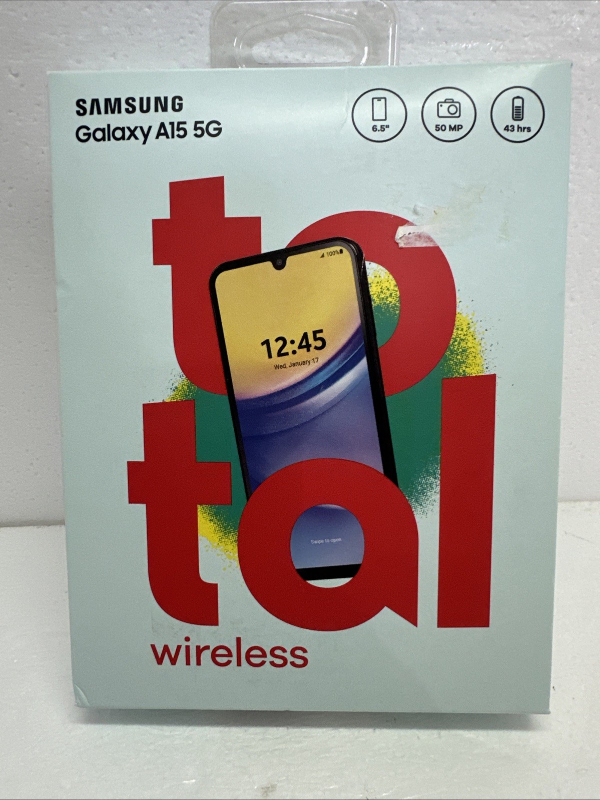 Samsung Galaxy A15, 64GB, 5G, Black – Total Wireless Prepaid Smartphone – NEW
