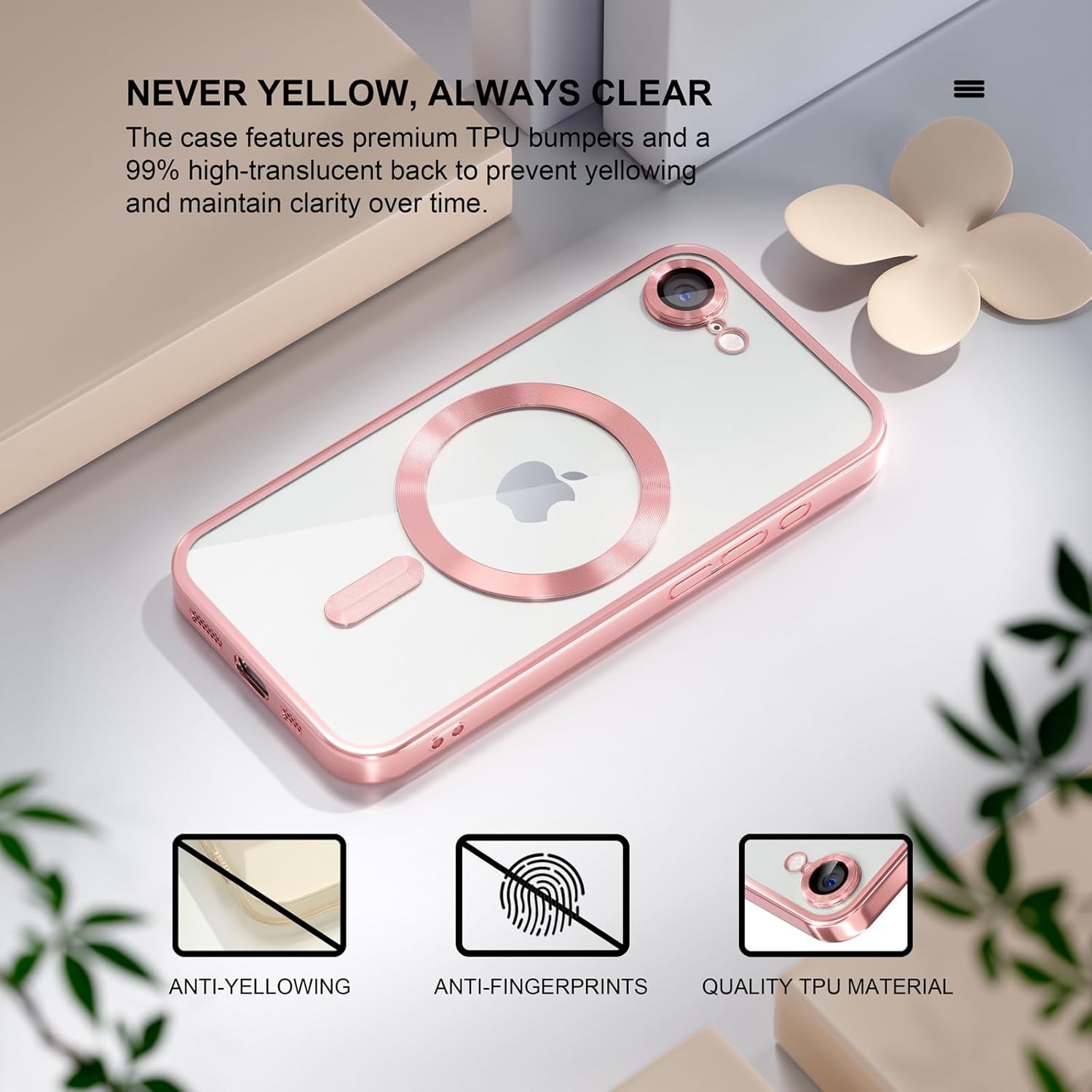 Magnetic for iPhone 17e / 16e Case [Never Yellowing] Full Camera Lens Protector
