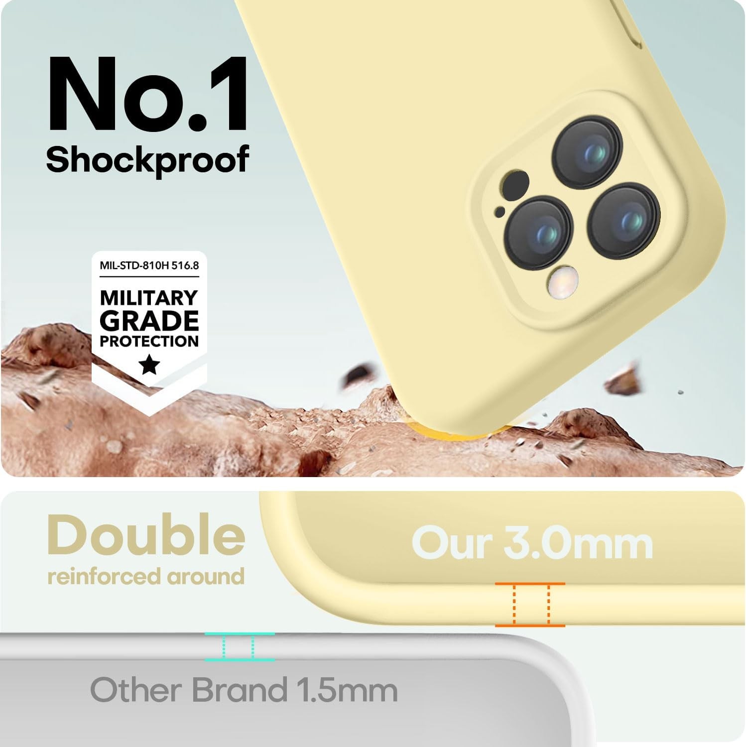 Designed for iPhone 15 Pro Max Case, Premium Silicone Shockproof Protective Case