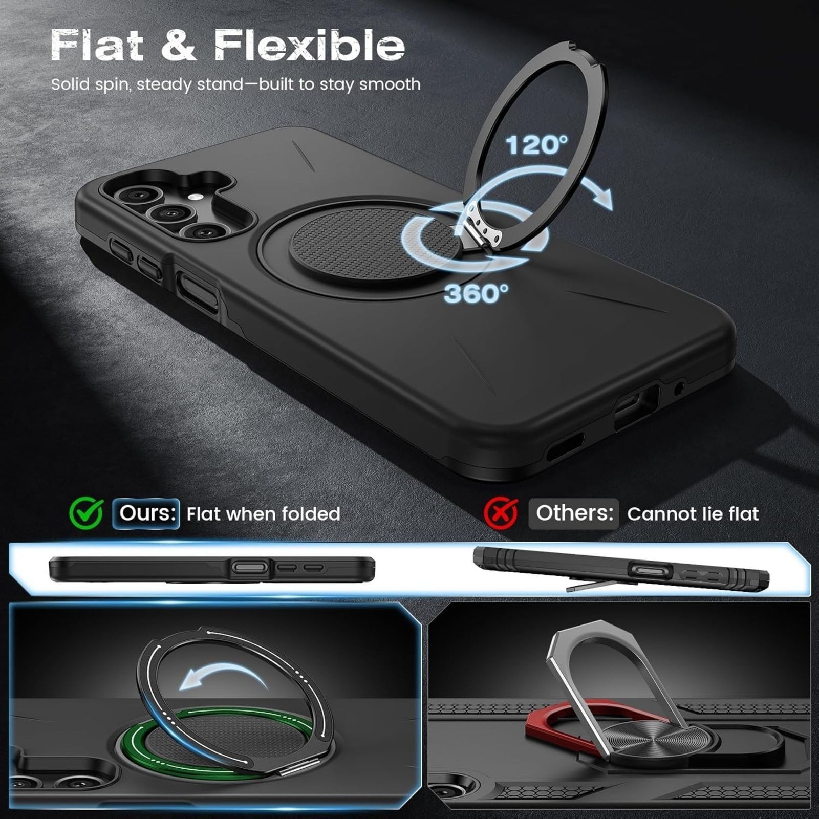 Samsung Galaxy A16/A17 5G Phone Case with 360° Kickstand Ring & Screen Protector