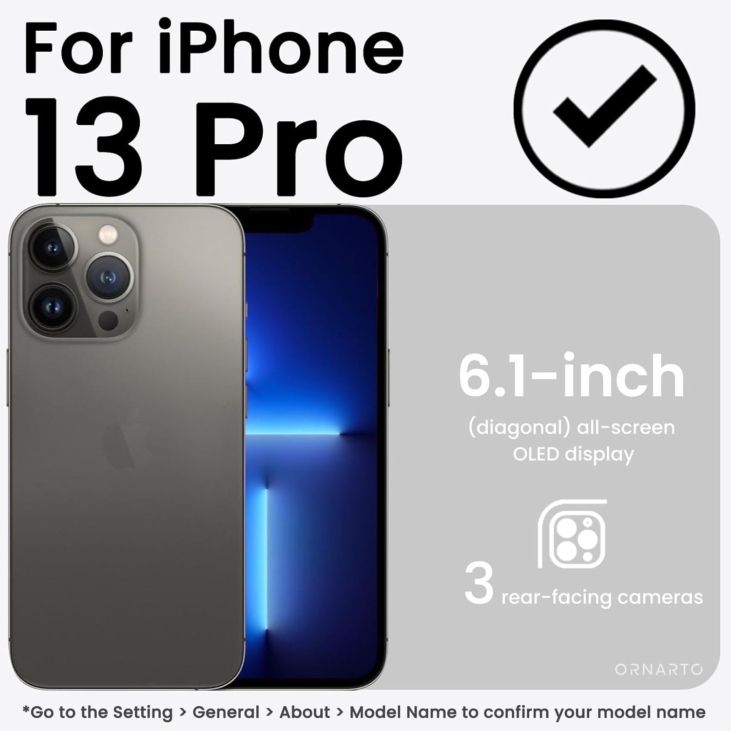 Midnight Black Slim Liquid Silicone Case for iPhone 13 Pro 6.1 inch, 3 Layers Co