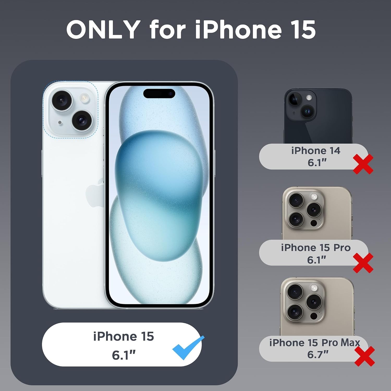 Magnetic Case for iPhone 15 6.1 inch, Clear | Anti-Scratch, Not Yellowing