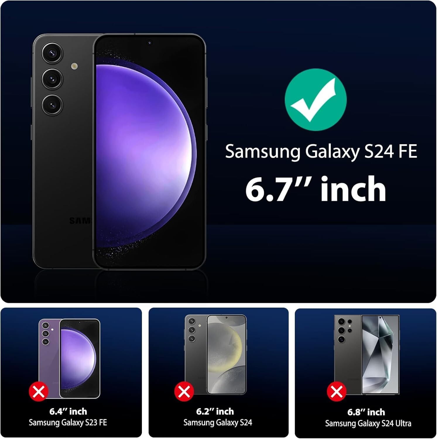 6in1 Tempered Glass Galaxy S24 FE for Screen and Camera Lens Protector 9H