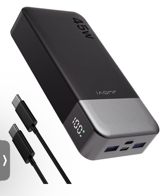 JUOVI 20000mAh 45W Power Bank USB -CD Fast Charging Portable Battery Pack LED
