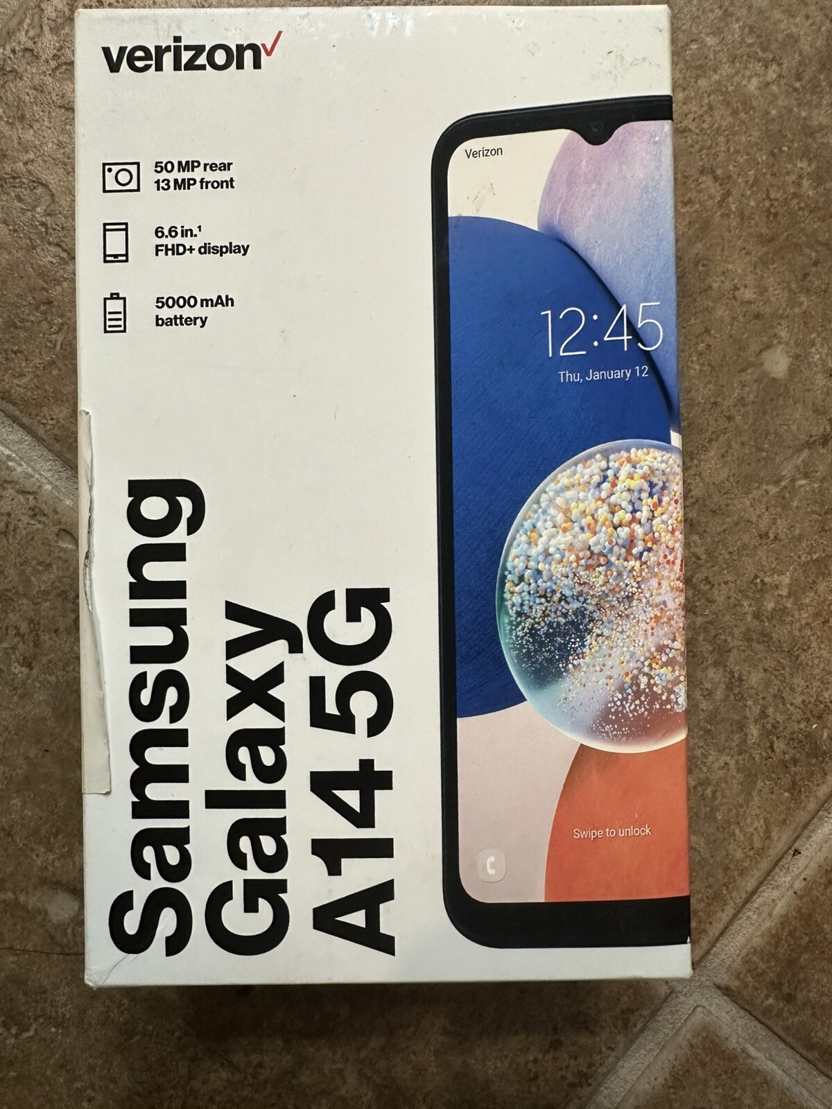 Verizon Samsung Galaxy A14 5G 64GB Black Prepaid Smartphone 6.6″ 50MP