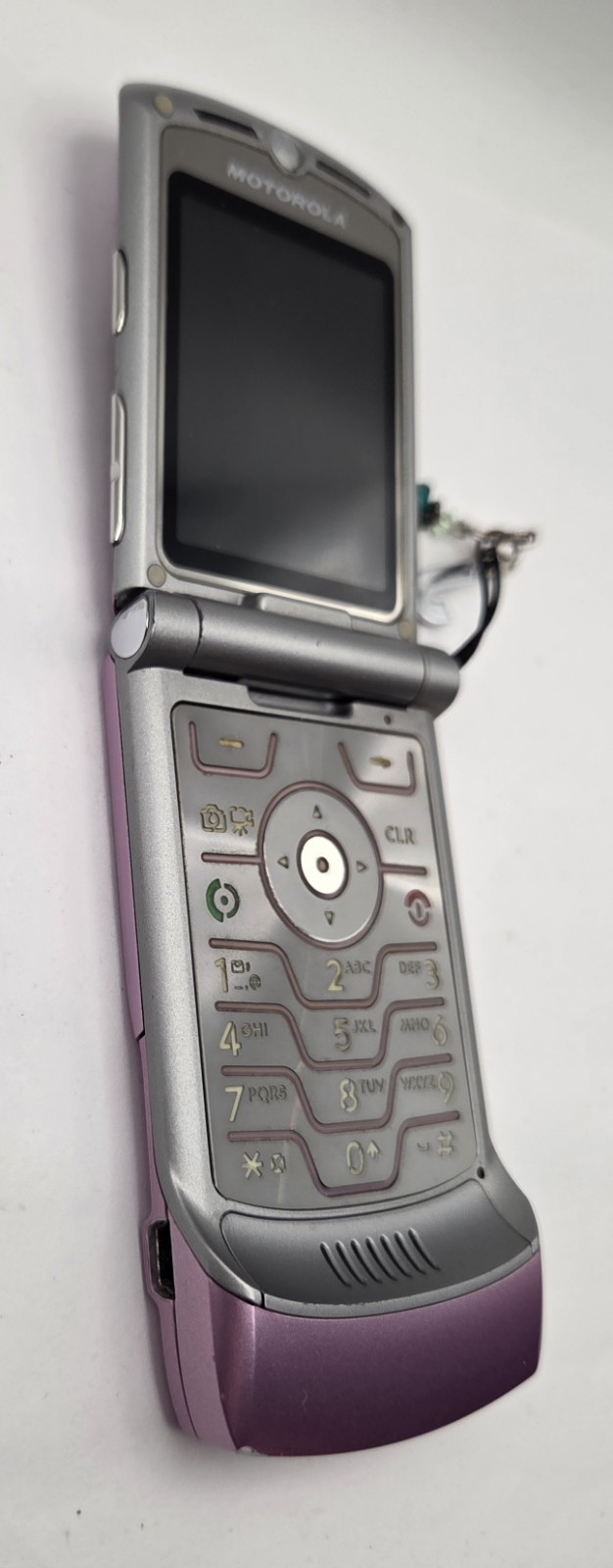 Motorola RAZR V3m Pink with Silver Vintage Rare Flip Phone Tested Works Megapix