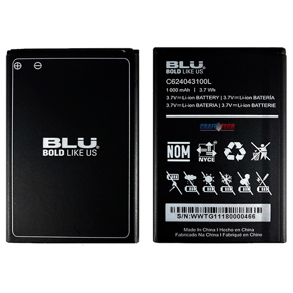 BLU Joy 3g 1.8″ J090 Original OEM BLU Battery C624043100L 1000mAh 3.7 Wh