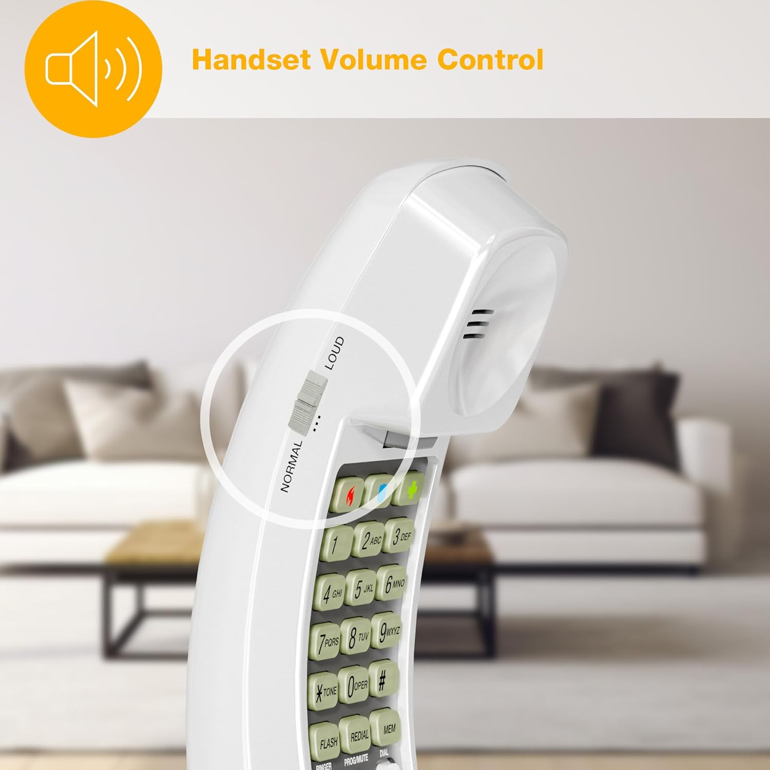 210 Basic Trimline Corded Phone, No AC Power Required, Wall-Mountable, White
