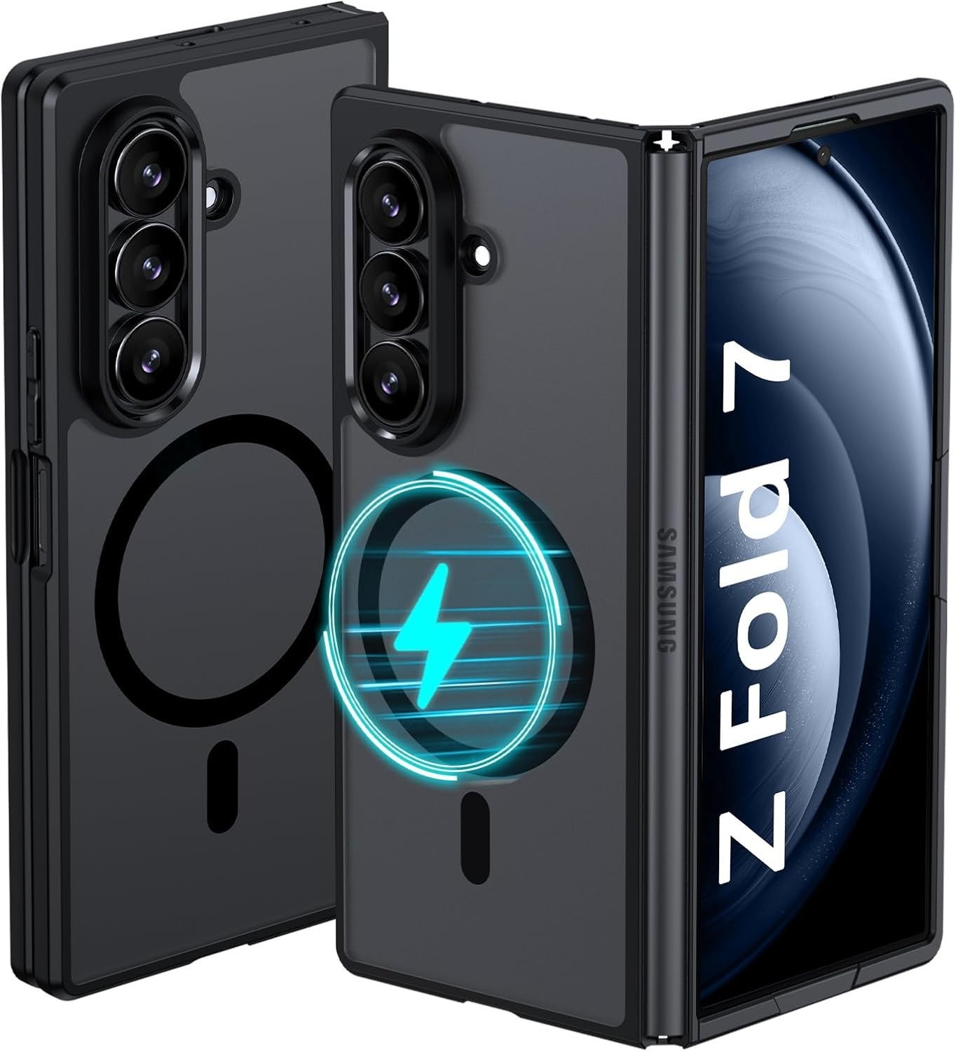 GUAGUA for Samsung Galaxy Z Fold 7 Case Magnetic Cases Translucent Matte Back Sk
