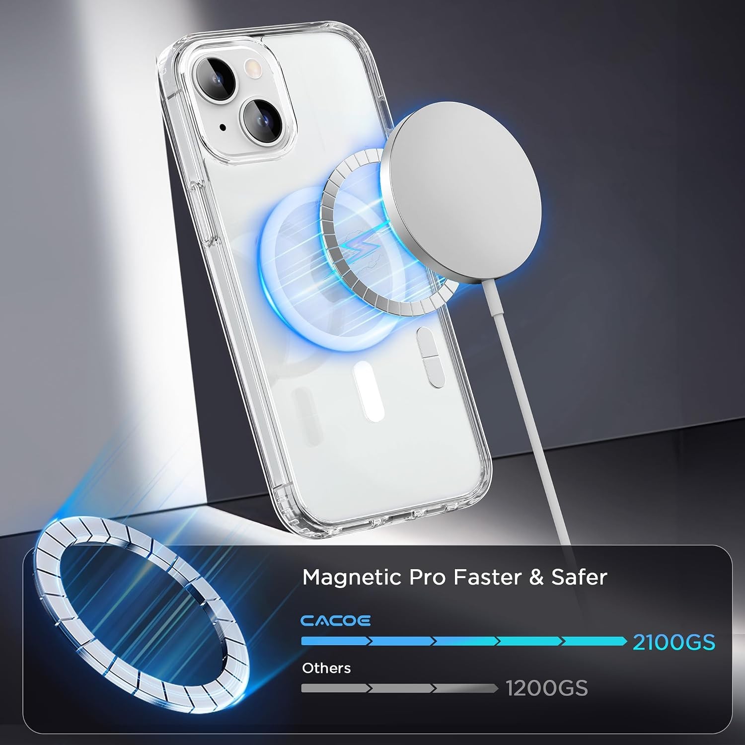 Magnetic Case for iPhone 15 6.1 inch, Clear | Anti-Scratch, Not Yellowing