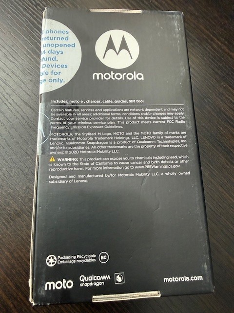 Motorola Moto E 2020 32GB Midnight Blue Factory Sealed Unlocked Phone