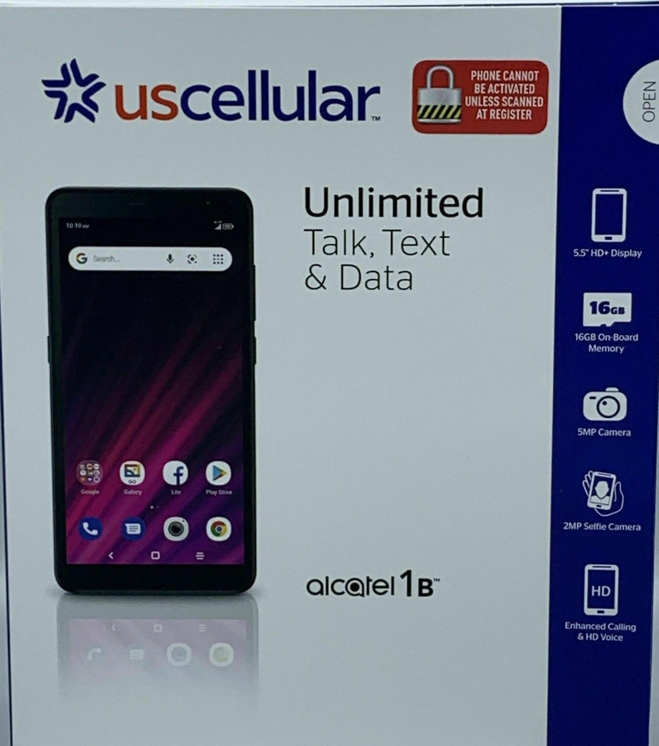 US Cellular Alcatel 1B 5.5″ HD+ Display 16GB Prepaid Phone NEW