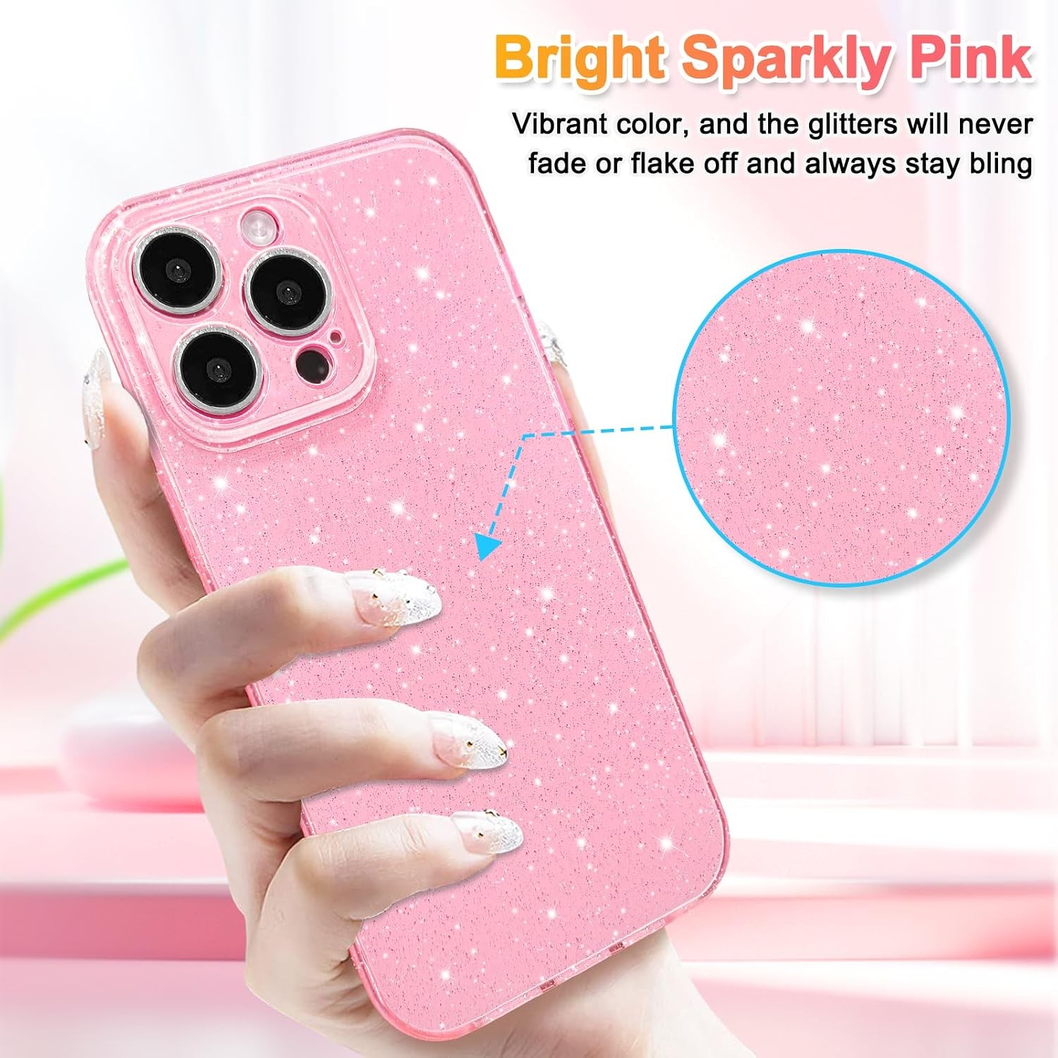 Case for iPhone 14 Pro Max Glitter Cute Sparkly Shiny Bling Phone Cases 6.7″