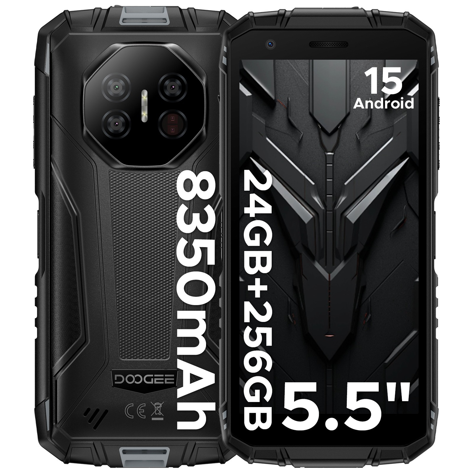 DOOGEE Fire3Ultra Android 15 Rugged Phone Unlocked Smartphone 8350mAh 24GB+256GB