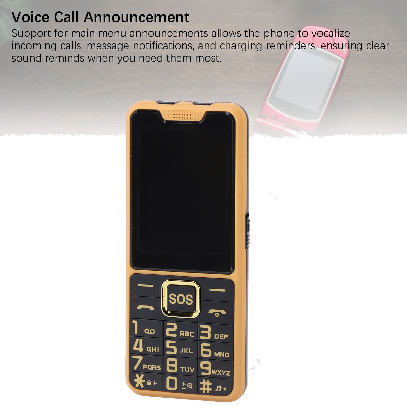 Big Key Phone Ultra Thin 2.6in 2 Flashlight BT 0.3MP Camera Voice Announcement