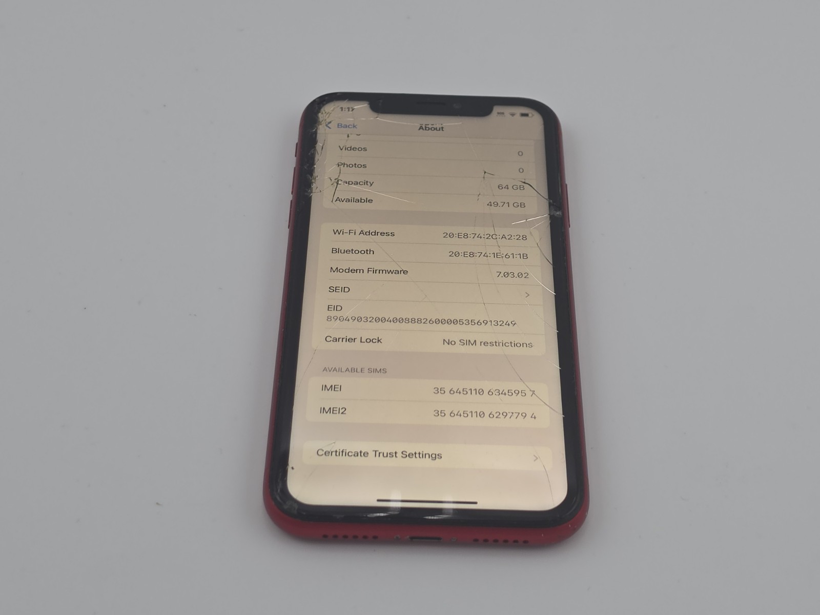 Apple iPhone XR – 64 GB – (PRODUCT)RED (Carrier Unlocked) 81% Battery 🔋