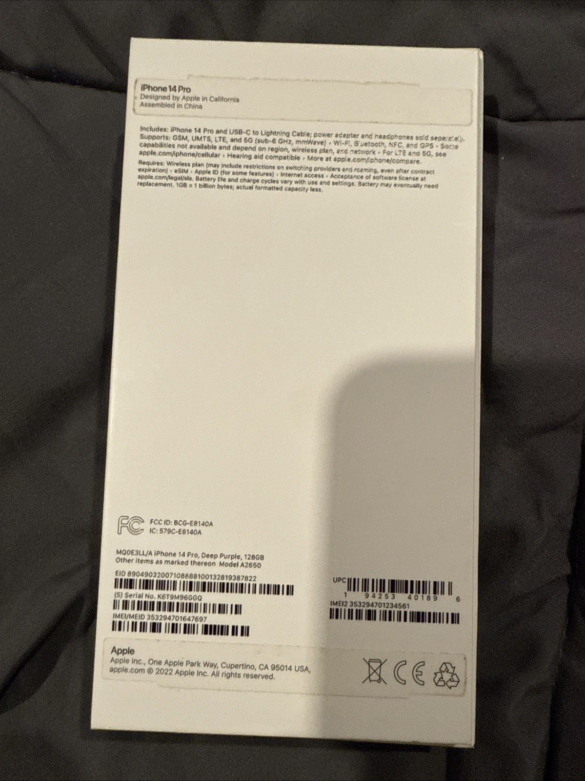 Apple iPhone 14 Pro 128GB Deep Purple, Unlocked, MQ0E3LL/A