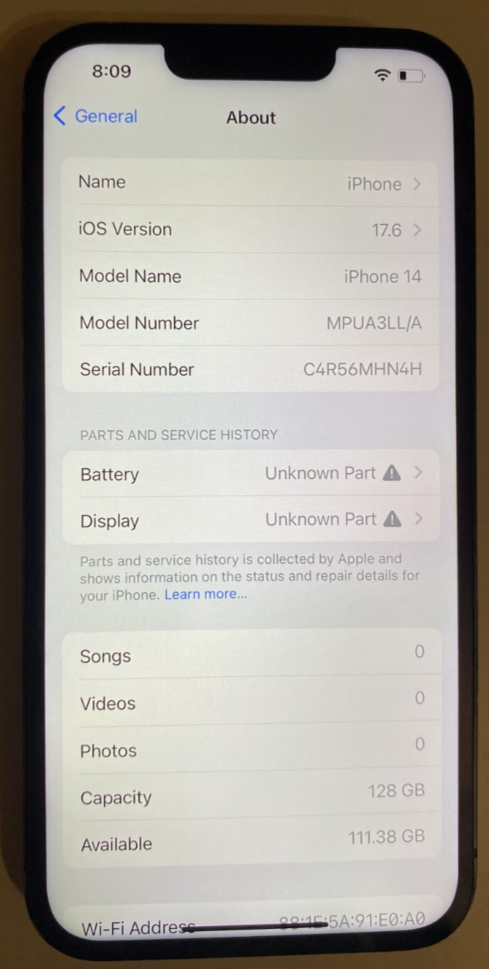 Apple iPhone 14 – 128 GB – Midnight (AT&T) See Description