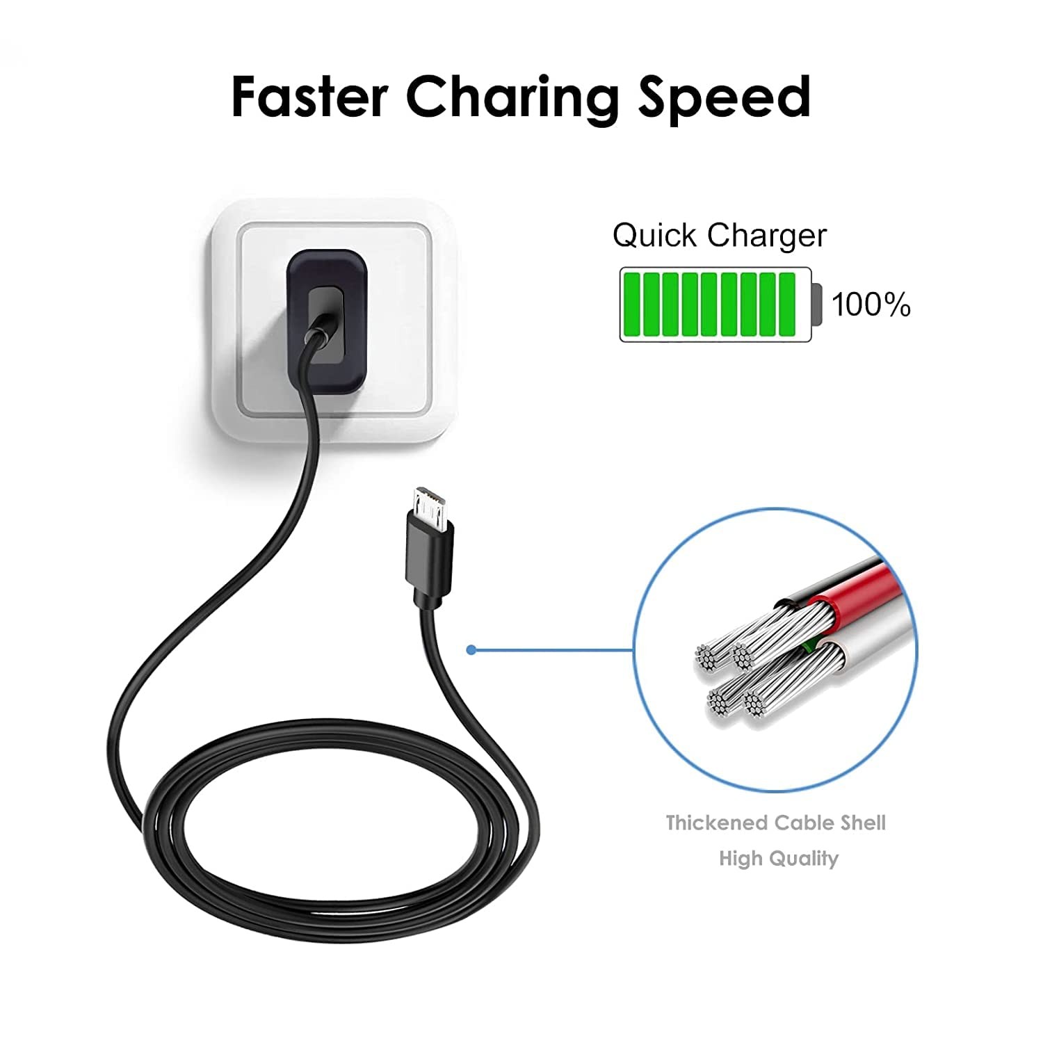 Micro USB Fast Wall Charger for LG Flip Phone, Orbic Journey V, 6Ft Cable