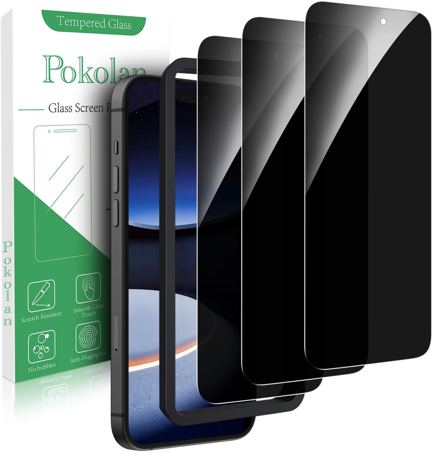 3PCS Privacy Screen Protector & Alignment Frame for iPhone 16 Pro Max Anti Spy