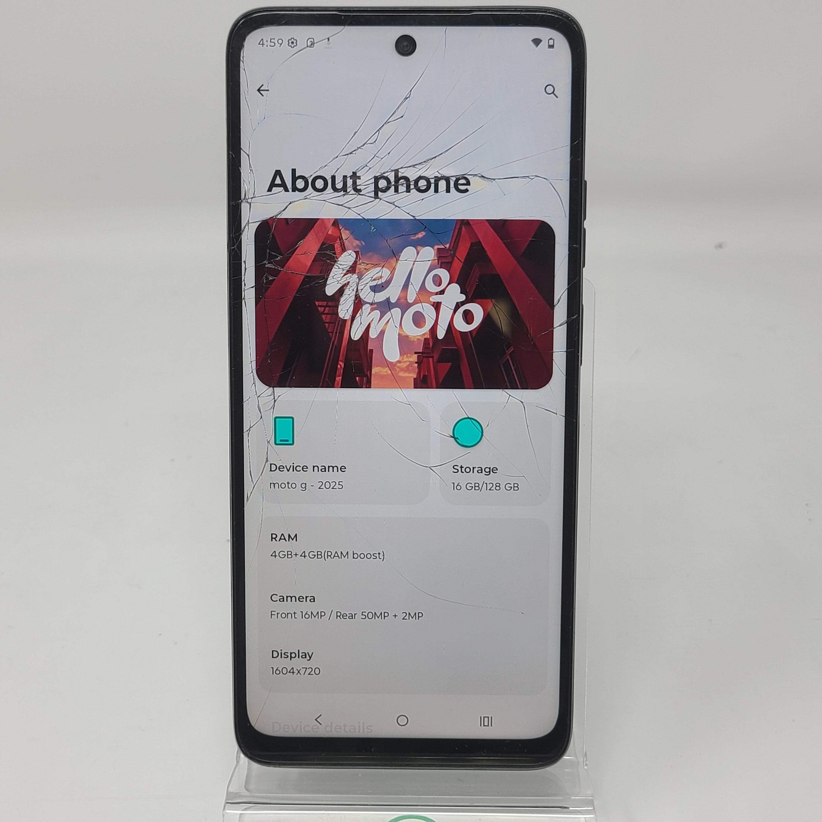 Broken Motorola Moto G (2025) XT2513-1 Black 128GB 4GB /Cracked Screen