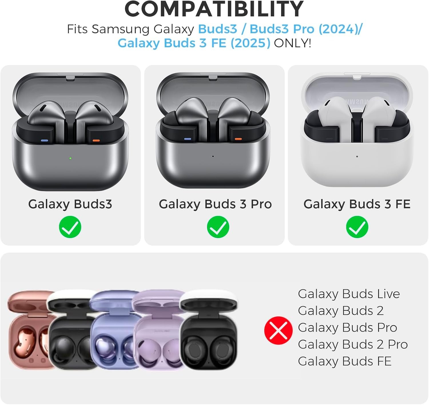 Midnight Blue Silicone Protective Case for Samsung Galaxy Buds 3 FE / Pro 2025
