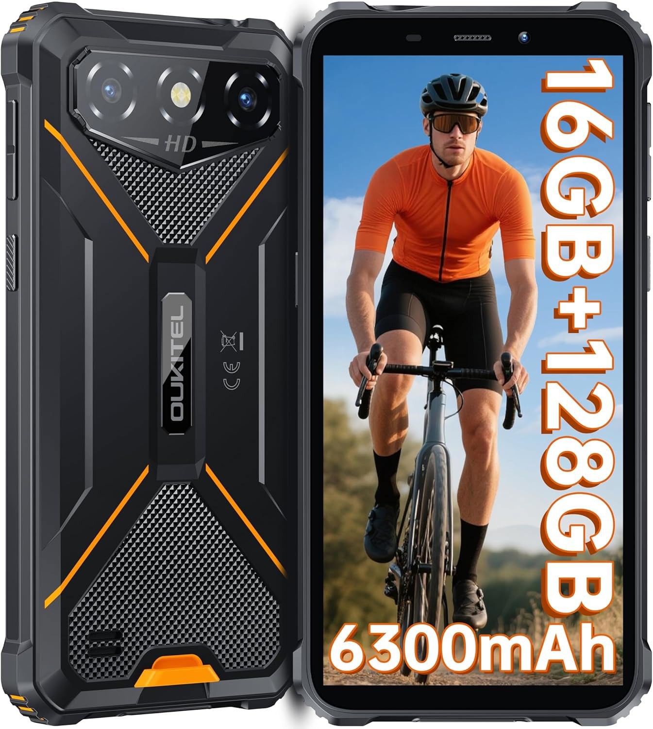 OUKITEL G3 Rugged Smartphone 16GB+128GB/1TB 6” HD 6300mAh Battery IP68/IP69K OTG