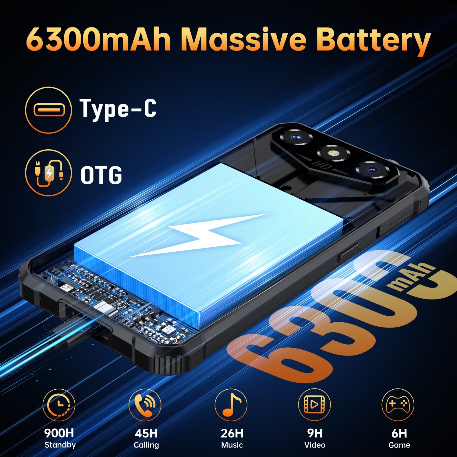 OUKITEL G3 Rugged Smartphone Android 15 16GB+128GB/1TB TF 6300mAh 6.0″ T-Mobile