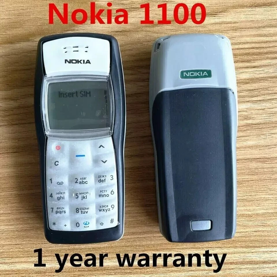 Nokia 1100 Mobile Phone Unlocked GSM900/1800MHz cheap cellphone +1 Year WARRANTY