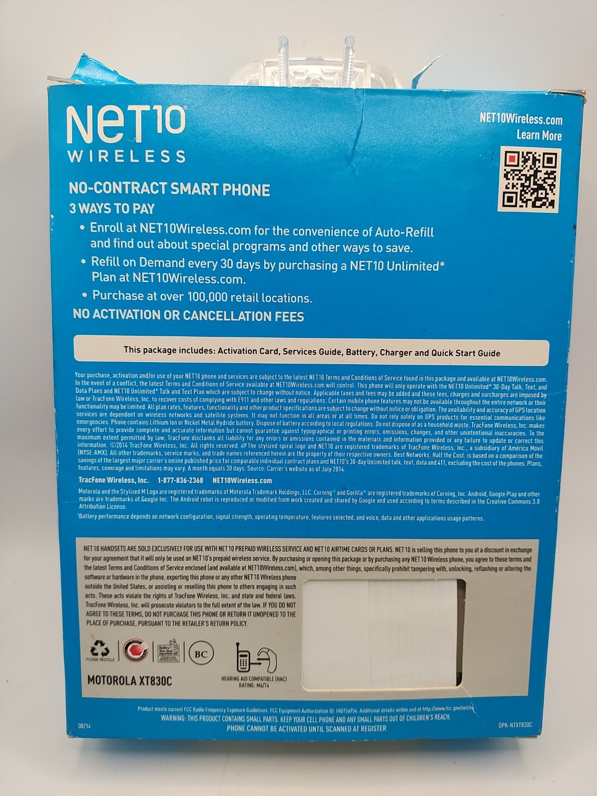Net 10 Wireless Moto e Prepaid Tracfone Touch Screen
