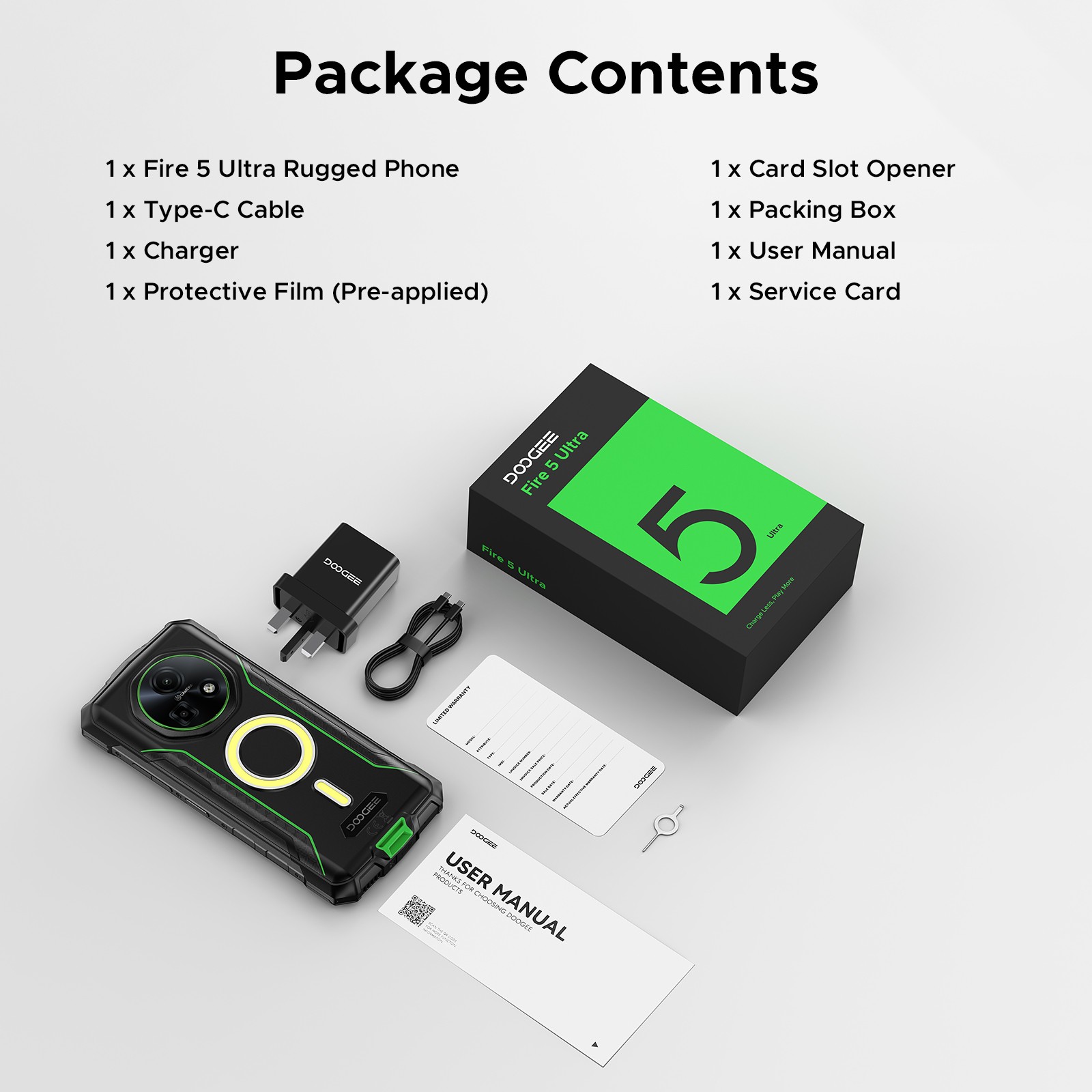 DOOGEE Fire5Ultra Rugged Phone Android15 13000mAh 32GB+256GB 6.6″ Smartphone NFC