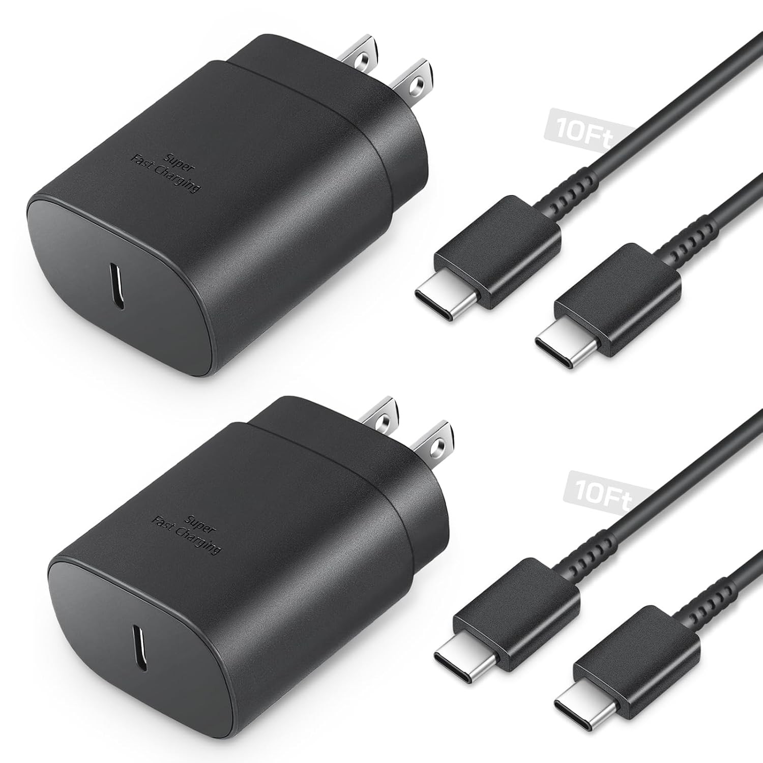 25W Fast Charging Type-C Charger Block 10ft for Galaxy S25/S24 Ultra