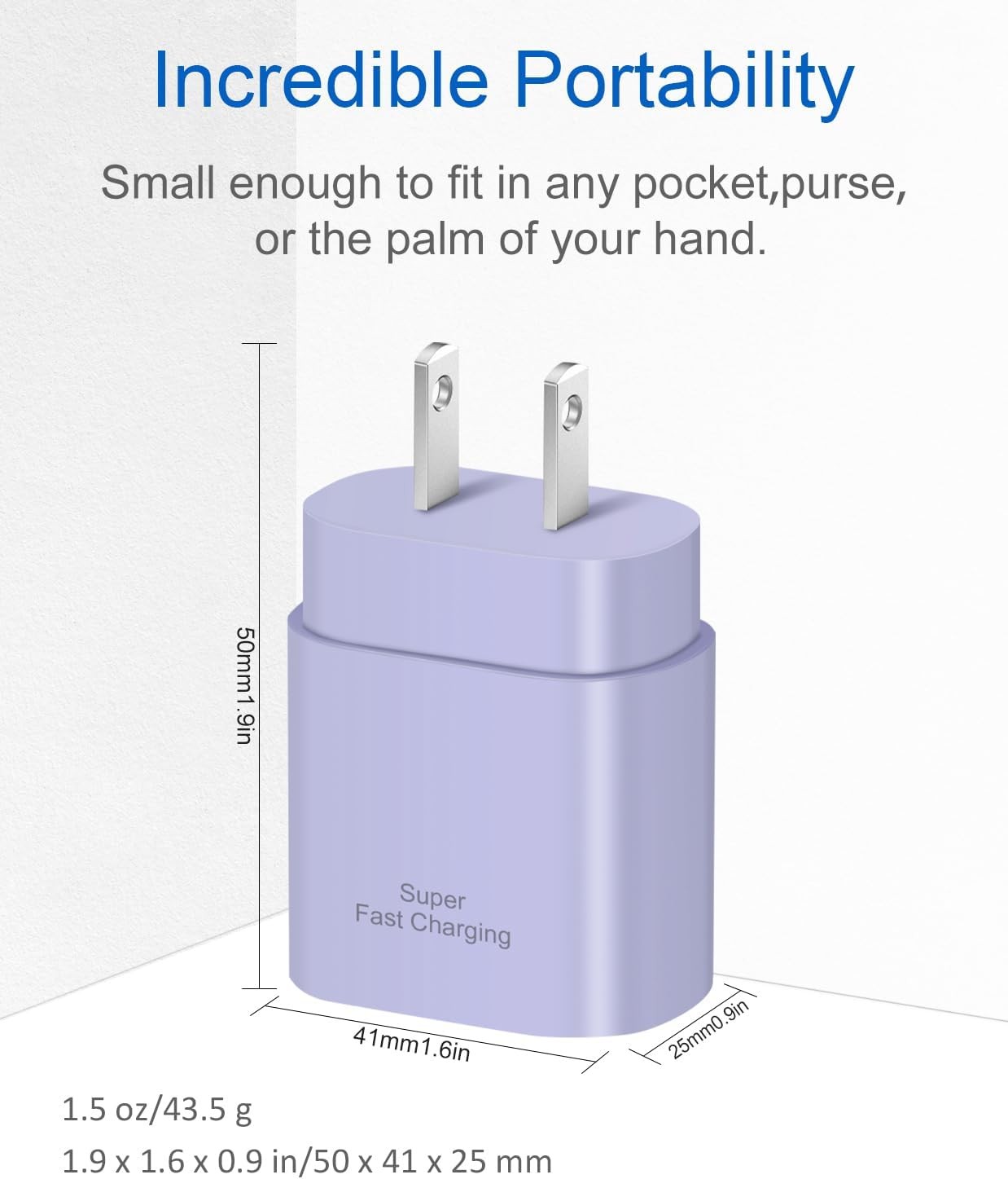 25W USB-C Fast Charger Block for iPhone 15/16/17, Samsung Galaxy S21/S25
