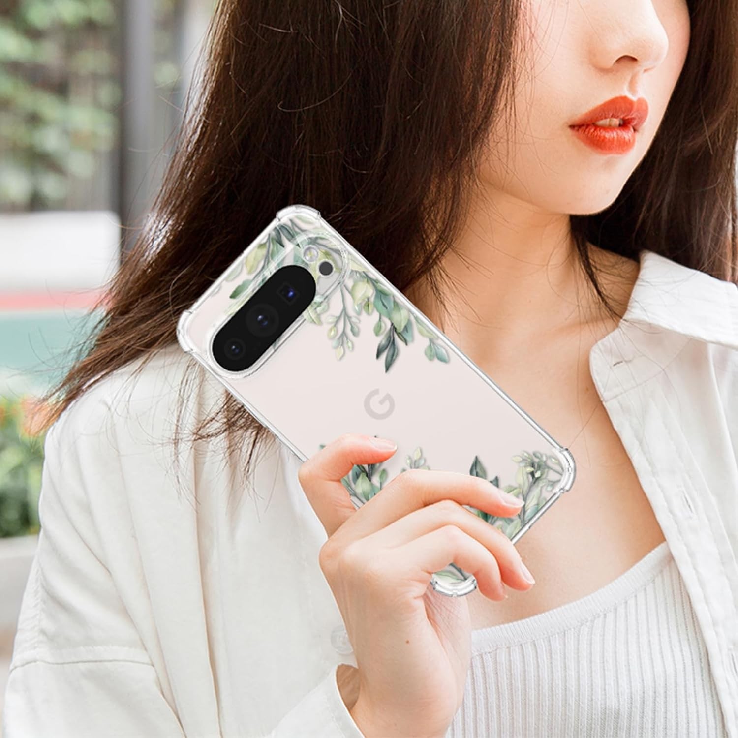 Floral Case for Google Pixel 10 Pro XL, Clear Leaves Flower Slim Cute Cover