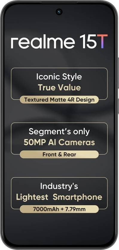 realme 15T 5G (Silver 8GB RAM,128GB) MediaTek Dimensity 6400 MAX Global Version.
