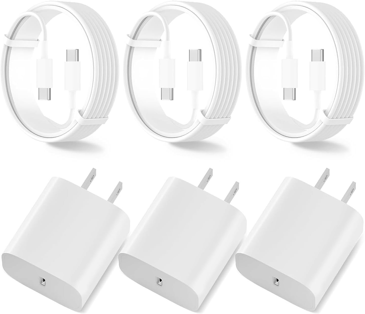 USB C Fast Charger for iPhone 16 15, 3 Pack 20W PD USB C Wall Charger Plug Block
