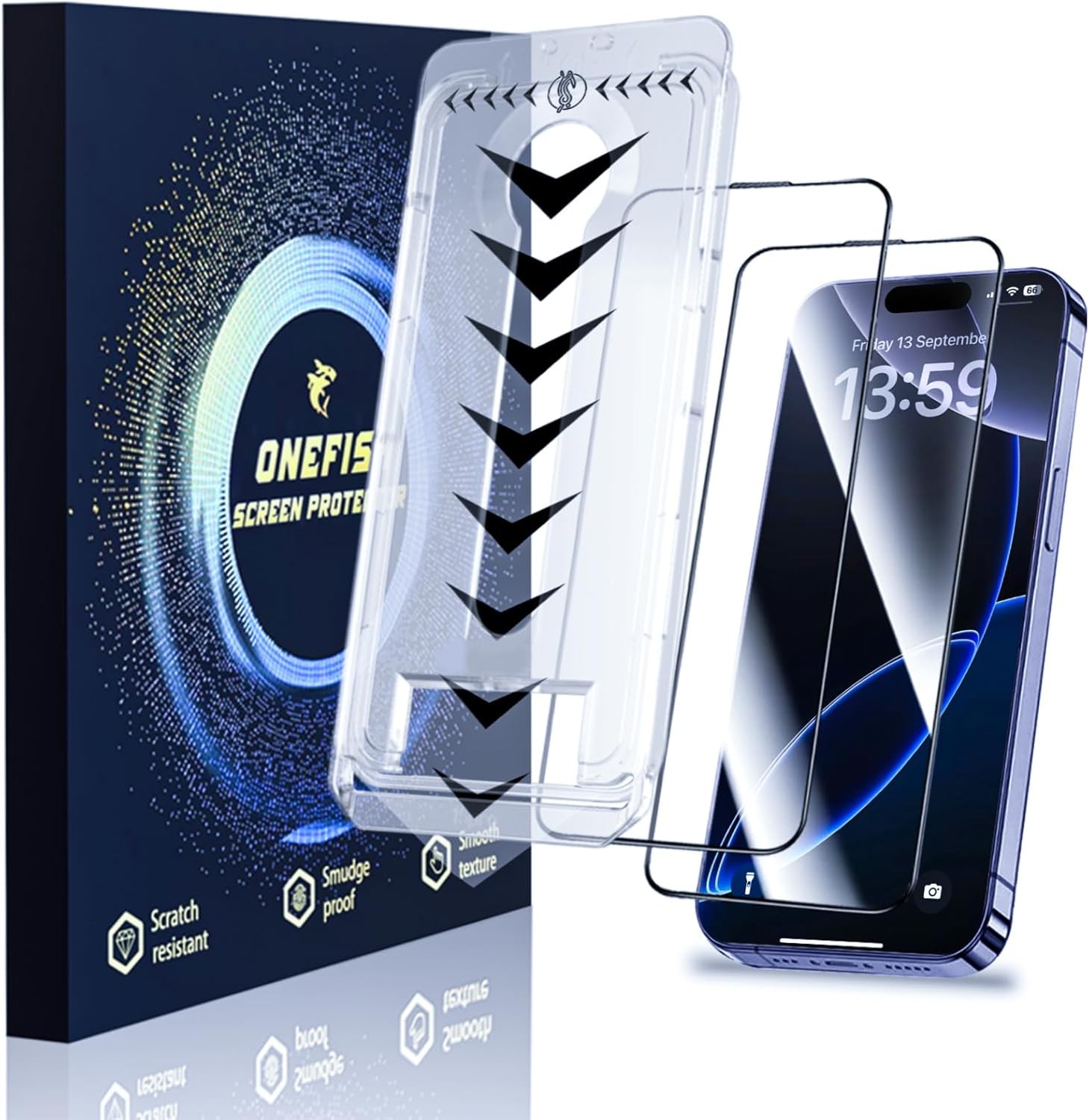 2PCS Tempered Glass Screen Protector for iPhone 15Pro 6.1 Inch Easy Installation