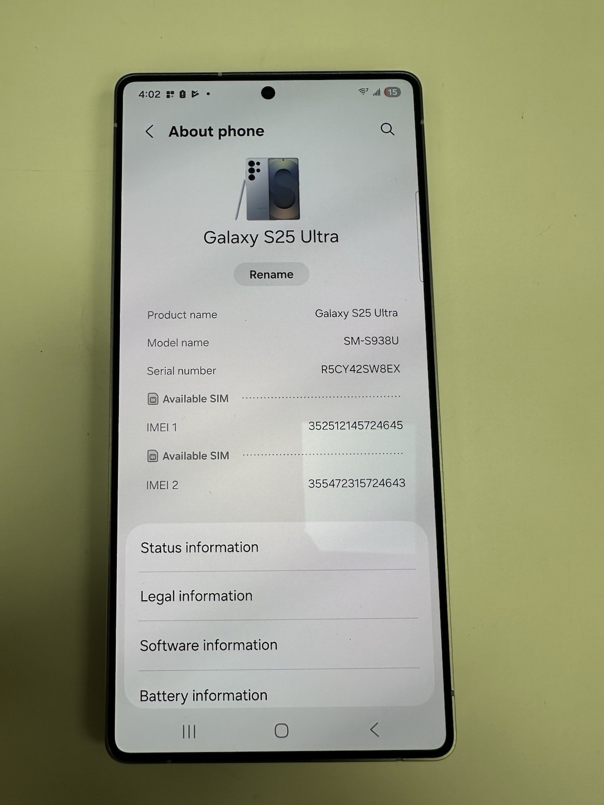 Samsung Galaxy S25 Ultra – 256 GB – Titanium Silverblue (AT&T),FOR PARTS,AS-IS.